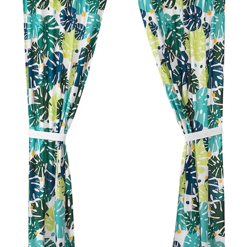 Tropical Leaf Print Curtains